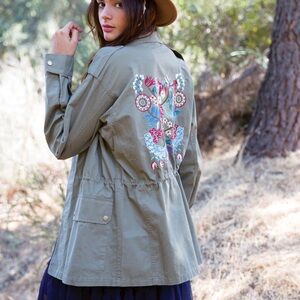 Hayden Floral Embroidered Lightweight Utility Jacket